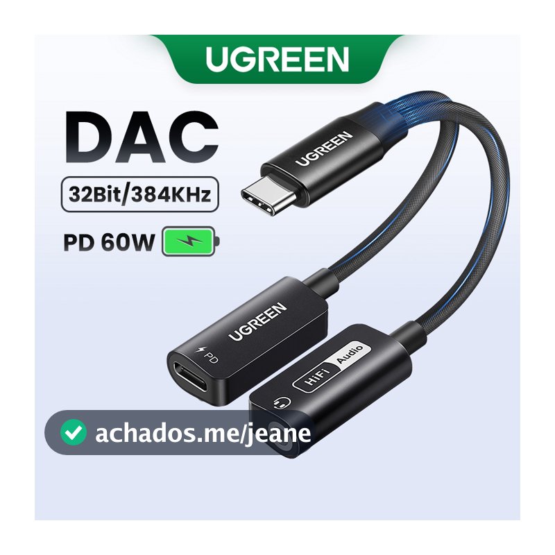 Ugreen 2 Em 1 Conversor USB C Para Hifi 3,5mm Áudio , PD 60W Cabo De Carregamento Com Capa Magnética iPhone 15 Macbook