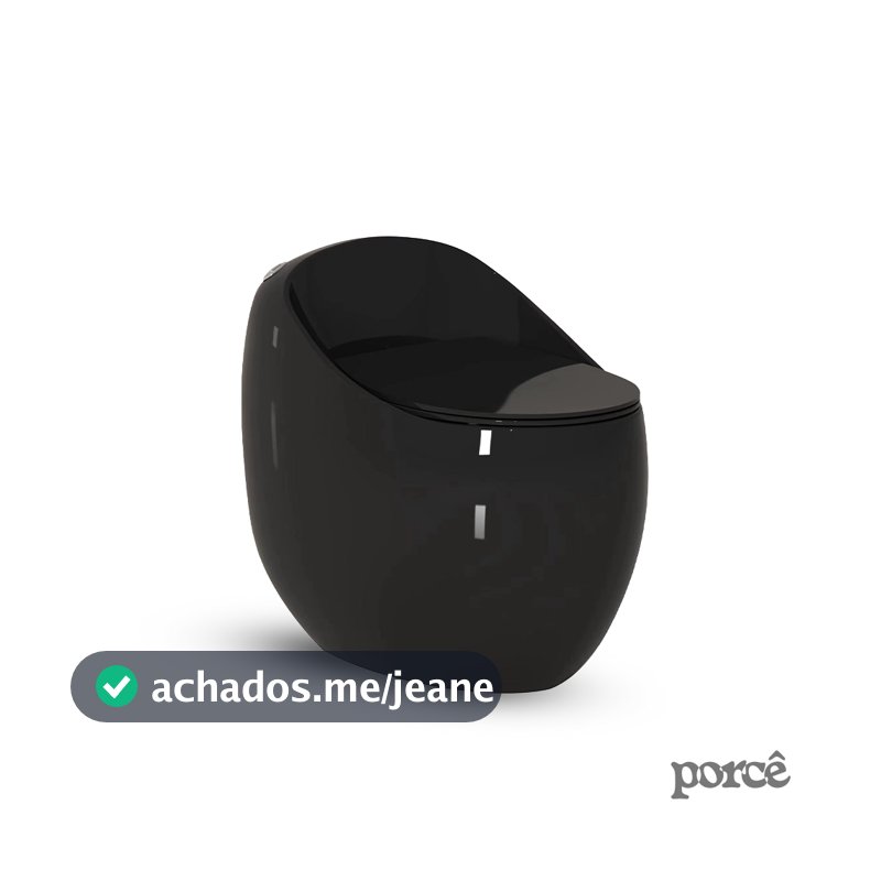 Vaso Sanitário Monobloco Porcê Luminus Preto (PVS48MBSFA-PT)