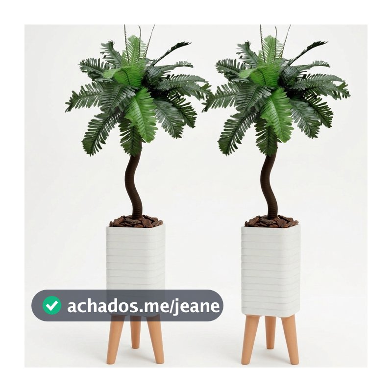 Kit Decorativo Completo 2 Folhagem Artificial C/  Vaso Design Moderno Decoração Para Sala