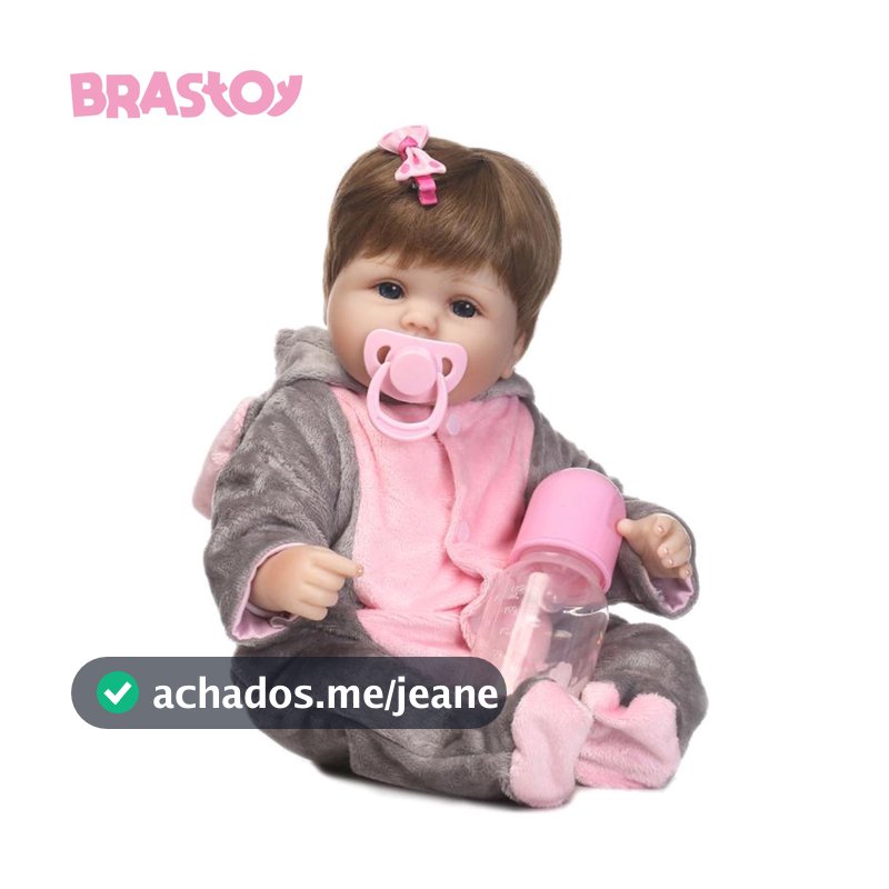 Boneca Bebê Reborn Silicone Menina Olhos Azuis Elefanta 48cm