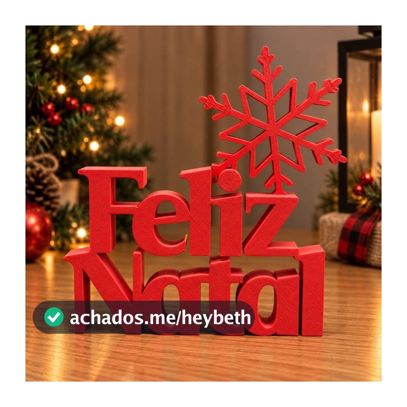 Letreiro Feliz Natal com Floco de Neve