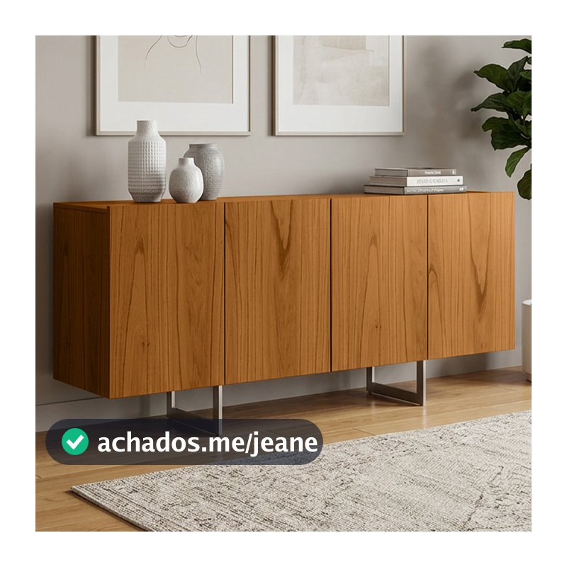 Aparador Buffet Para Sala de Jantar 4 Portas 160cm Pés Industrial Benita N01 Cinamomo Champanhe - Lyam Decor
