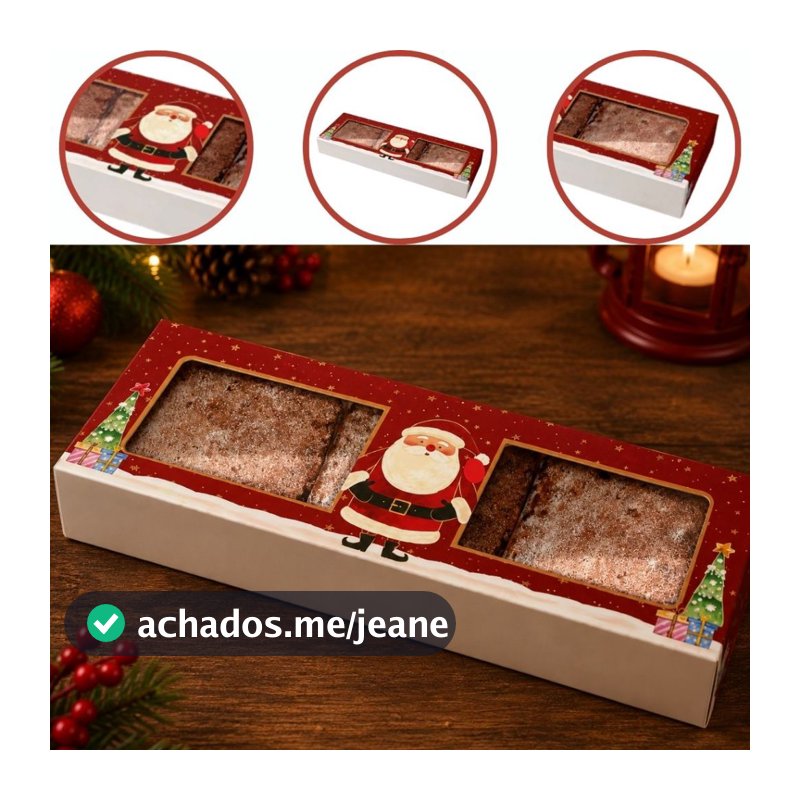 10 CAIXA P/ 3 BROWNIES C/VISOR NATAL 21X7X3 - CONTO DE NATAL 5631 (NATAL 2025 IDEIA) (CHOCO)