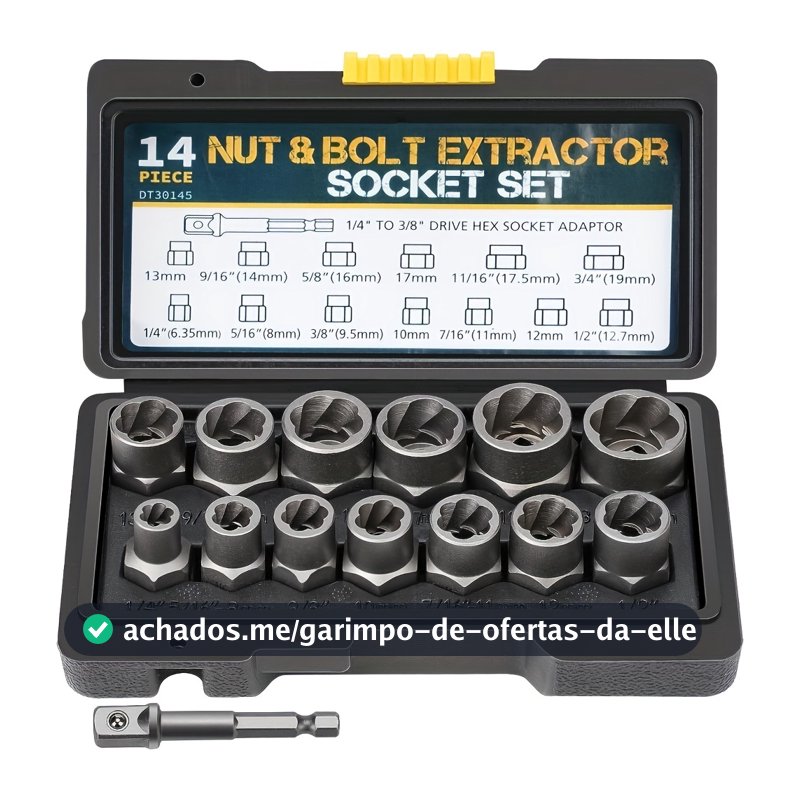 Conjunto Extrator De Porca De Parafuso De Impacto De Unidade De 14 Peças Lug 3/8 Polegadas Kit Removedor Aço De Ferramen