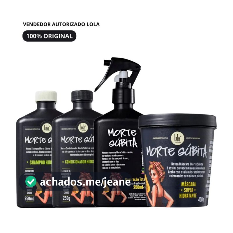 Kit 4 Unidades Morte Súbita Lola – Shampoo, Condicionador, Máscara e Spray Reparação