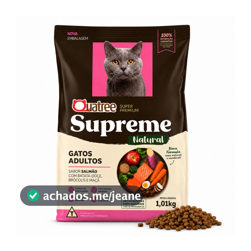 Quatree Supreme Natural Gatos Adultos Sabor Salmão 1kg