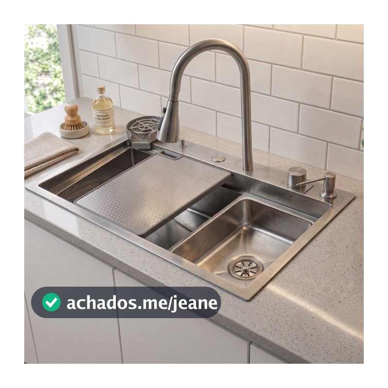 Cuba Gourmet Premium Completa Aço Inox 304 75x45cm Torneira Removível Cascata Lavador Copos