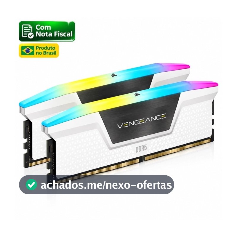 Memória RAM Corsair Vengeance RGB 32GB 2x16GB DDR5 6000MHz CL38 Branca CMH32GX5M2D6000Z38W