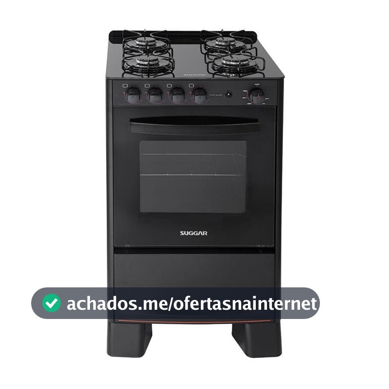 Fogão 4 Bocas Suggar Cook Glass Mesa de Vidro Preto Bivolt - Fgvcg410pt