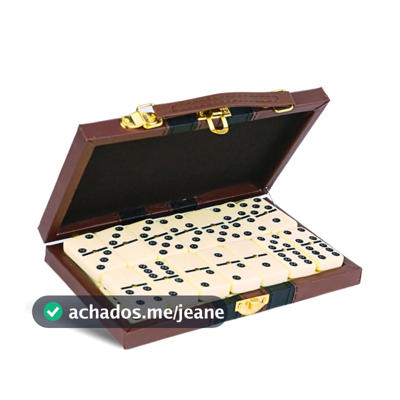 Domino Profissional De Osso Premium Pedras Grandes C/Maleta 10Mm Com 28 Peças Fácil de Jogar Qualidade e Resistencia