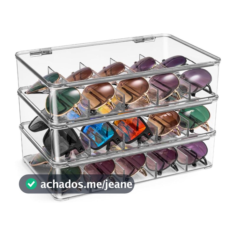 Organizador Porta Oculos Estojo 5 Colmeia Acrílico Premium Transparente