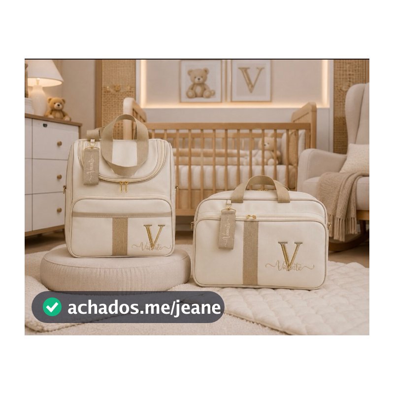 Kit bolsas maternidade - off white com bege. (UNISSEX)