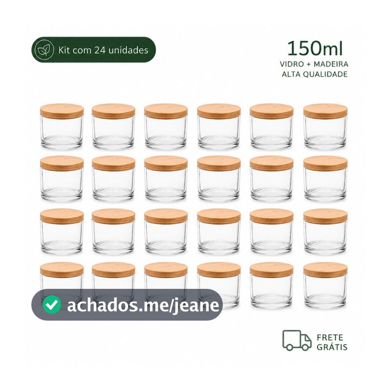 24x Potes para Velas Aromáticas Pote de Vidro com Tampa Porta Vela Kit Acessórios para Fazer Velas