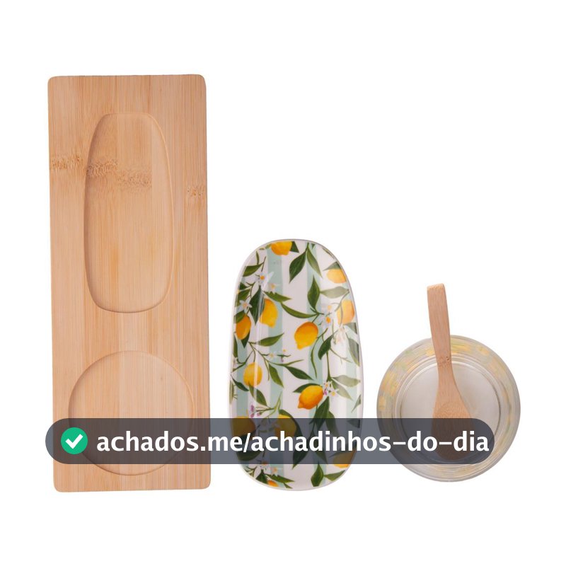 3 Pecas para Servir Siciliano 28cm x 10,5cm x 6cm Bambu Lyor Conjunto para Mesa Posta Café e Servir Qualidade Jantar Uso