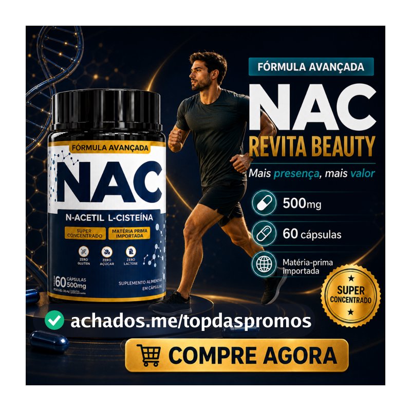 NAC Antioxidante Fígado N-Acetil L-Cisteína 500mg - 60 Cápsulas Original