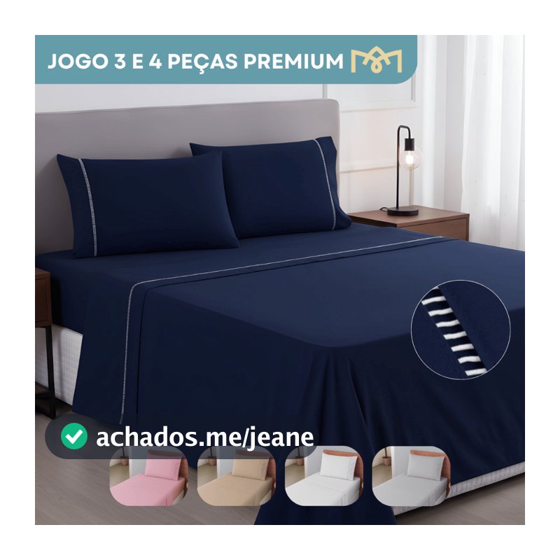 Jogo De Lençol 3 e 4 Peças Solteiro Casal Queen King Antialérgico Ponto Palito 400 Fios Luxo Premium