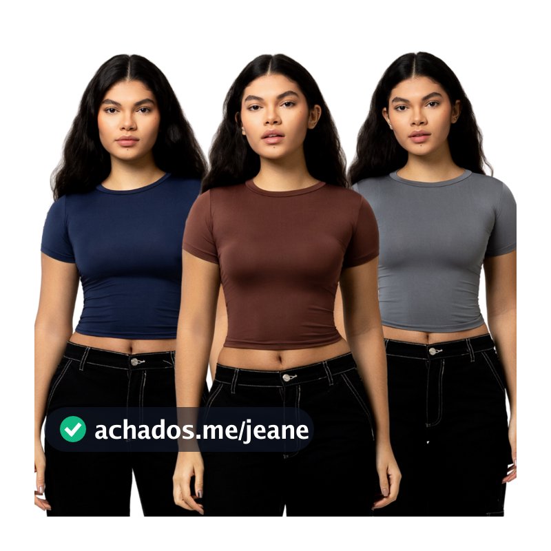 Kit 3 Baby Tee Feminina Blusa Básica Manga Curta Slim Fit Camiseta Baby Look Várias Cores