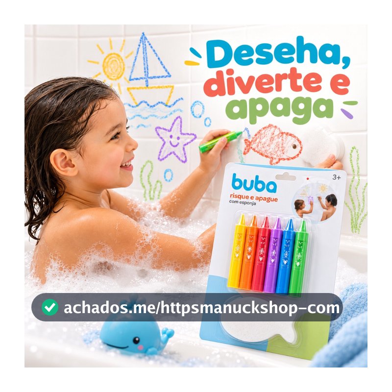 Brinquedo Criativo Infantil Buba para Banho Risque e Apague com Esponja