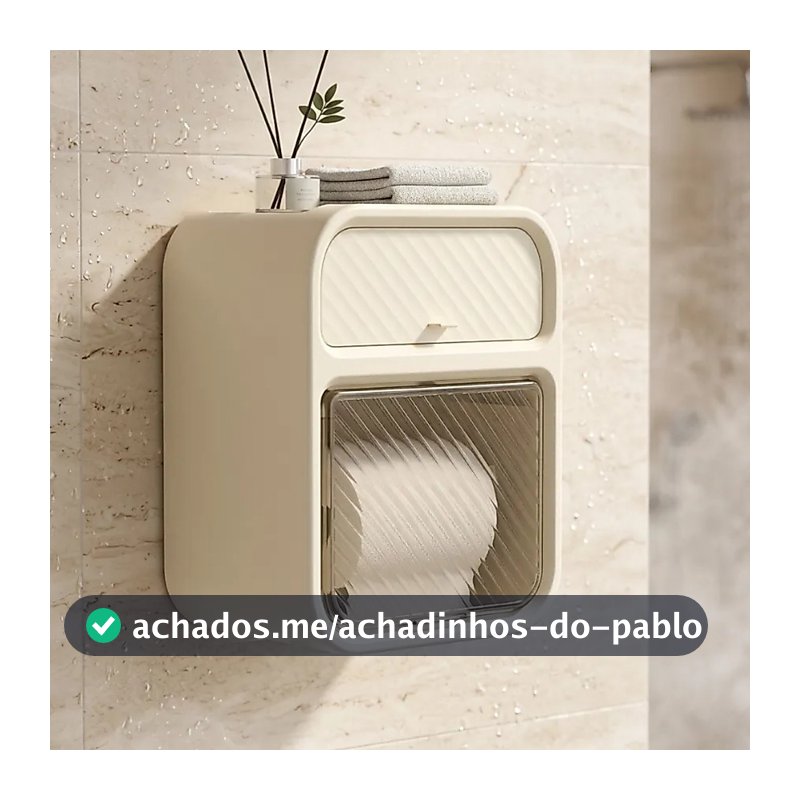 Suporte Organizador de Banheiro Multifuncional - Papel Higiênico e Lenços BEGE