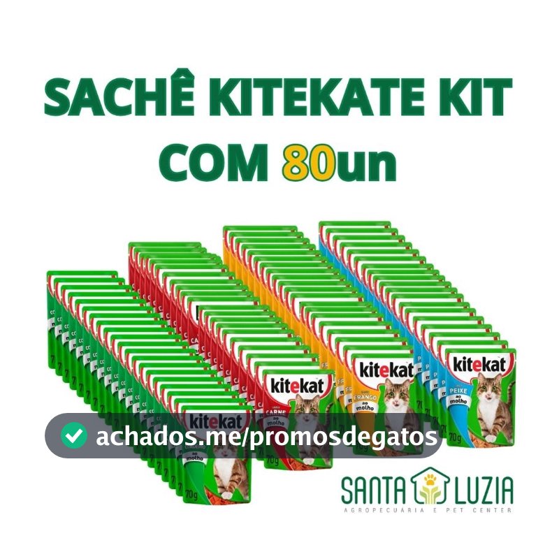 KITEKAT SACHE PARA GATOS KIT COM 80 UNIDADES