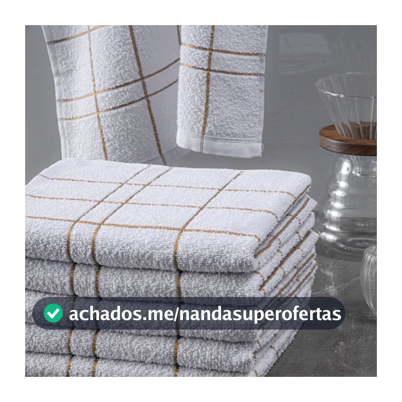 10 Toalhas Copa Cozinha Pano Prato Algodão Grande Branco Xadrez Laune Haus