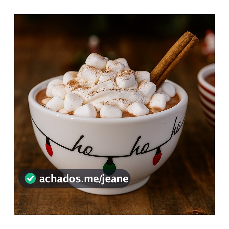 Jogo Cumbuca Porcelana Natal Luzes Gingerbread Merry Christmas Sobremesa Café Mesa Posta Presente