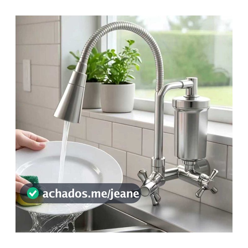 Torneira Cozinha Parede Flexível Filtro Gourmet 2 Jatos Com Refil