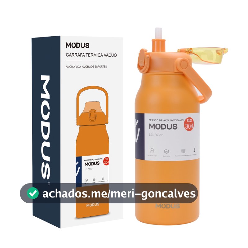 MODUS Garrafa Térmica de Viagem Inox 1700ml Água Com Canudo