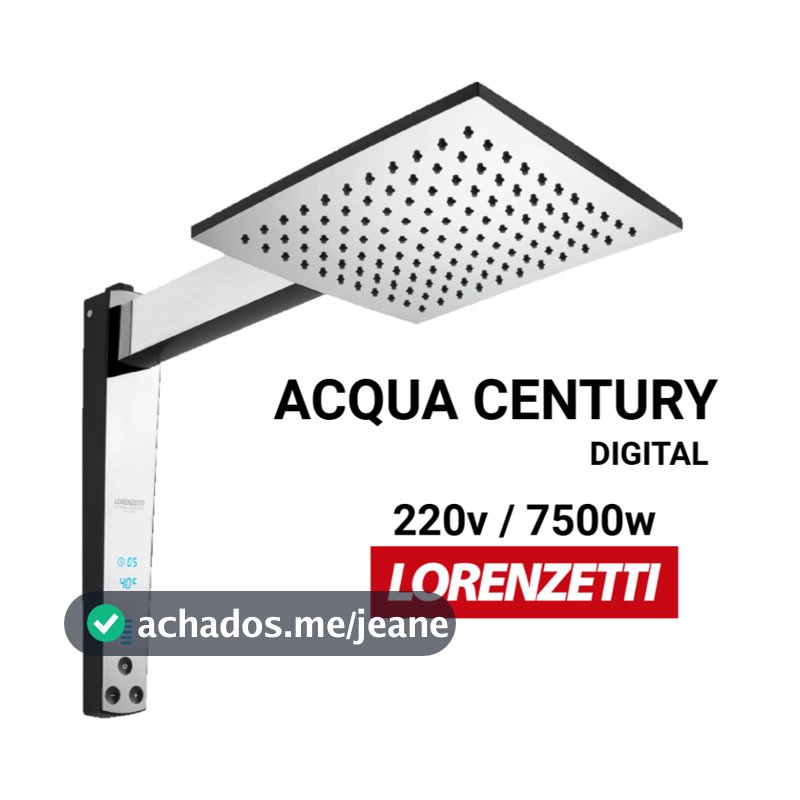 Chuveiro Lorenzetti Acqua Century Digital 220v 7500w Preto e Cromado