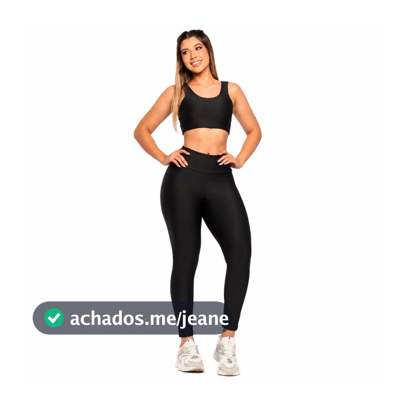 Conjunto Fitness Feminino Legging Cintura Alta + Top Academia Premium Sem Transparência