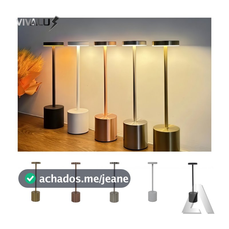 Luminária de Mesa 3 Tons Cabeceira Luxuosa Abajur Recarregável Escrivaninha LED Quarto Candeeiro USB
