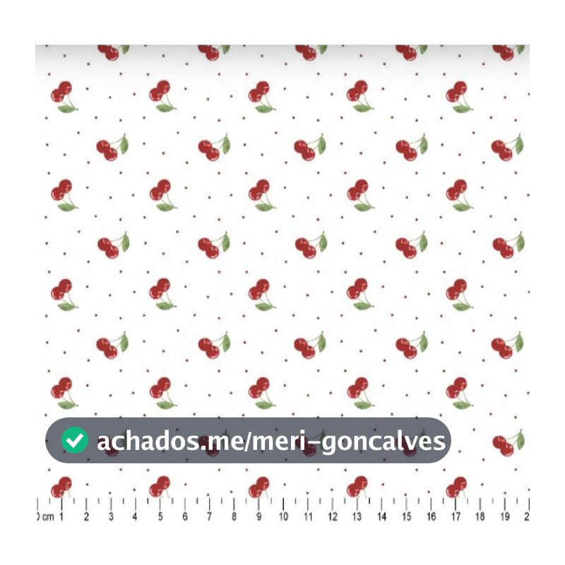 Estampado CEREJINHAS COM POA, Tecidos Caldeira TRICOLINE 100% ALGODÃO 50cm x 1,50m