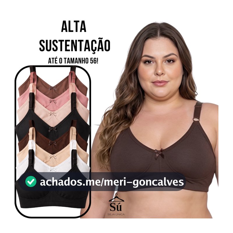 Kit 2 ou 4 Sutiãs Plus Size Reforçados Alta Sustentação Alças Grossas Confortáveis