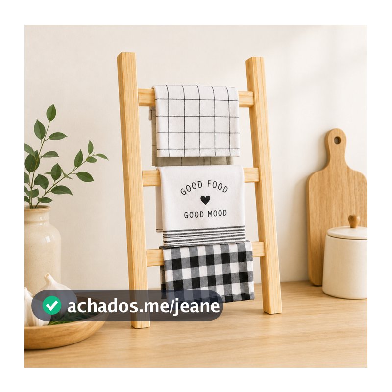 Escadinha Escada Suporte Porta Toalha de Madeira Pinus para Cozinha Banheiro Lavabo Pano de Prato Decoração Artesanal