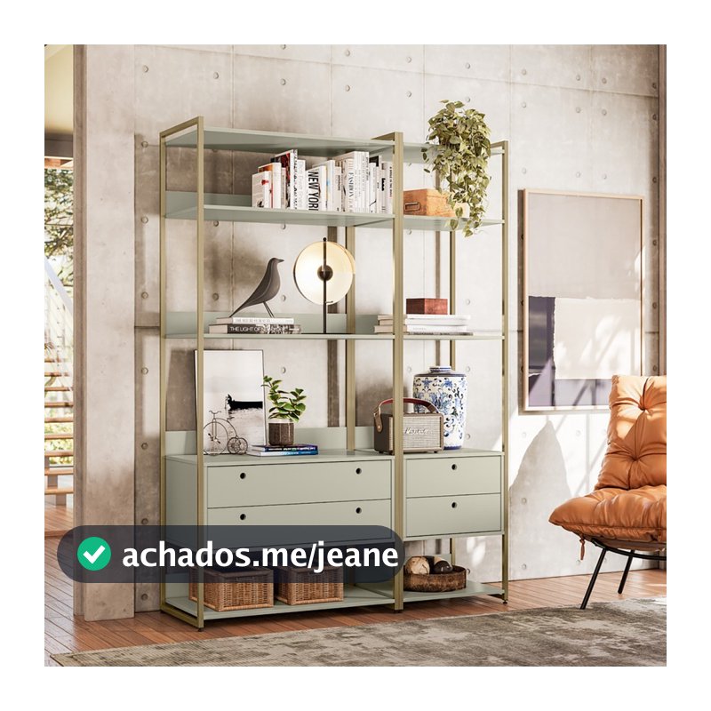 Estante Closet Industrial c/gavetas - Estrutura Metálica - Móvel Moderno e Funcional - Off White