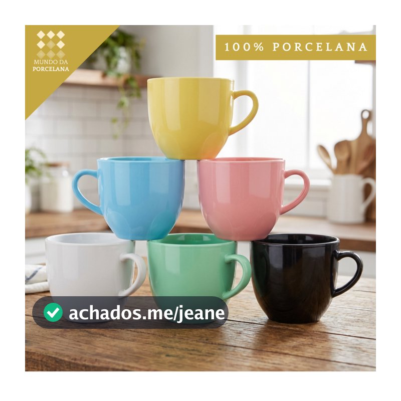Jogo 6 Xicaras de Café Chá Porcelana 170ml (sem Pires)  Mundo da Porcelana