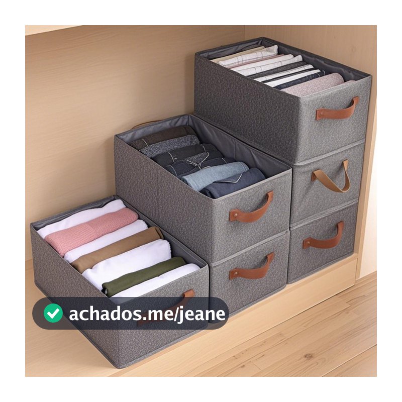 KIT 2/4/6/8 Cesto Organizador de Guarda Roupas Reforçado Caixa para Armazenar Multiuso Rígido