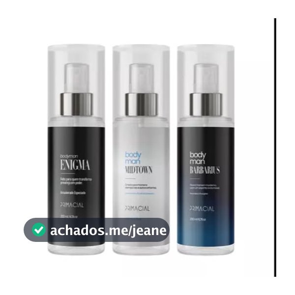 KIT COM 3 BODY SPLASH MASCULINO BARBARIUS + MIDTOWN + ENIGMA 200ML - PRIMACIAL