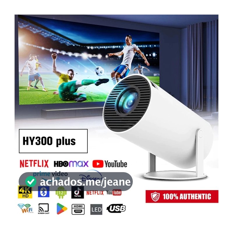 Projetor HY300 Original Portátil Smart Android 11 4K Ultra HD HDMI Wifi Bluetooth Alto Falante Embutido GEEK