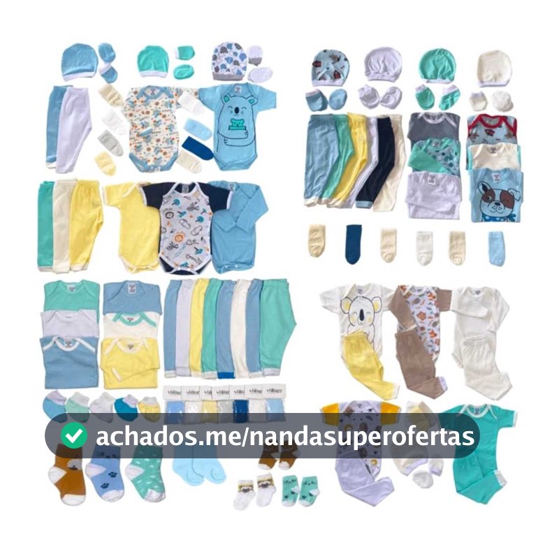 Kit enxoval bebê 34 peças enxoval bebê algodão