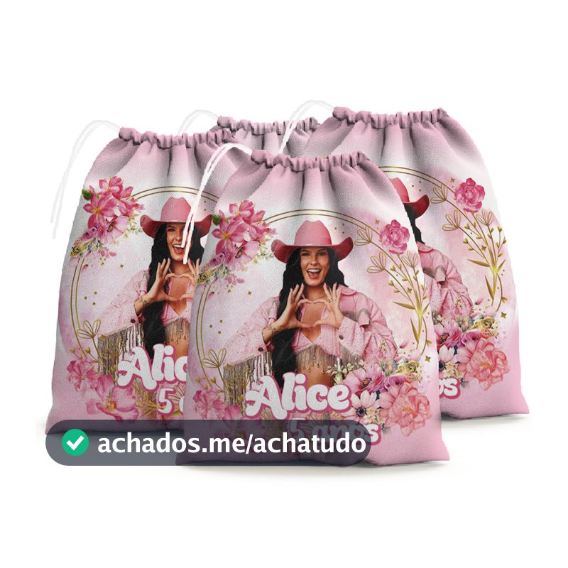 Kit com 10 Sacolinhas Personalizadas 15x20 Lembrancinha Festa Infantil Nome e Idade