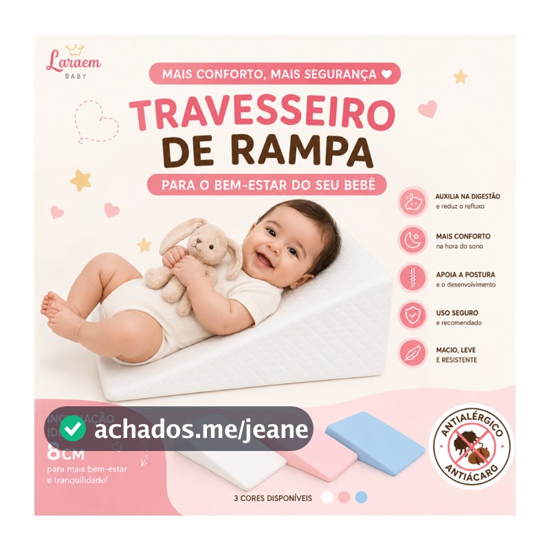 Kit travesseiro Anti Refluxo Rampa Berço Carrinho Bebê - Varias Cores rn bebê maternidade