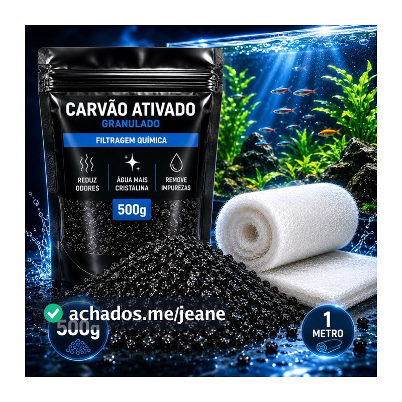 Kit Filtragem Manta Acrilica Perlon 1 metro x 1,40 metros + Carvão Ativado 500gramas