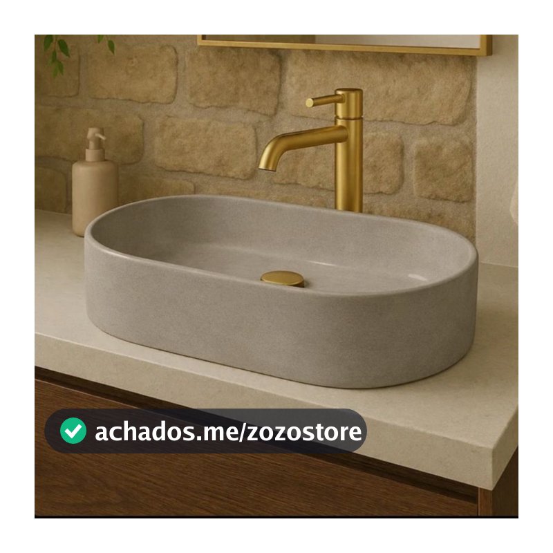 Cuba lavabo para banheiro sobrepor de concreto cimento queimado - envio imediato