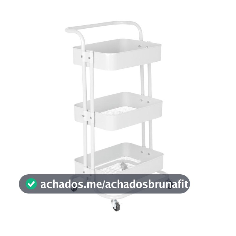 Carrinho organizador Berlim de 3 prateleiras para cozinha com rodízios - Branco
