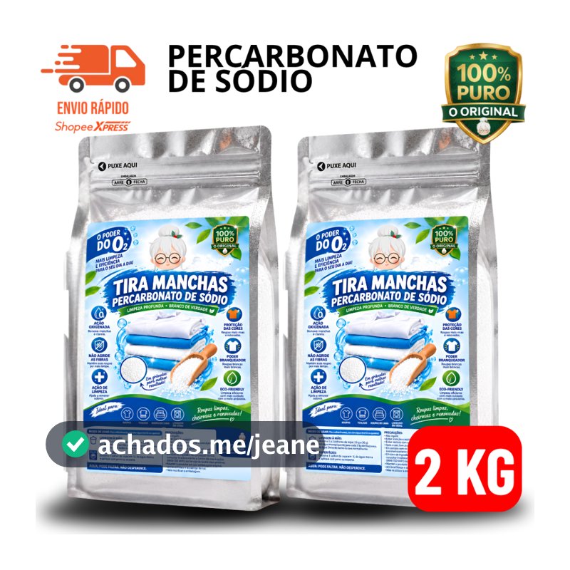 Percarbonato De Sódio 100% Puro - Tira Manchas Milagroso Clareador De Roupas Brancas E Panos De Prato