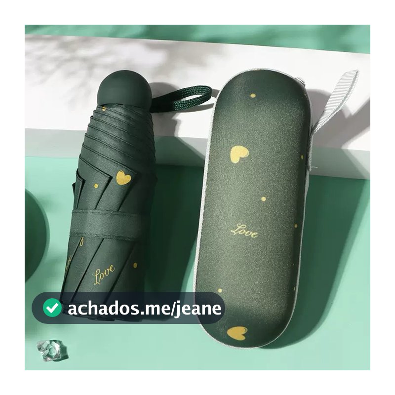 Sombrinha Mini Guarda chuva Portátil Coração Estampado Proteção com UV de cápsula com estojo