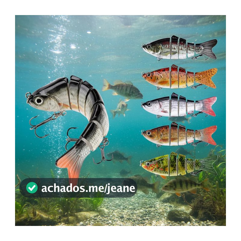 Kit 1/3/5 isca artificial articulada lambari robalo tucunaré 10cm