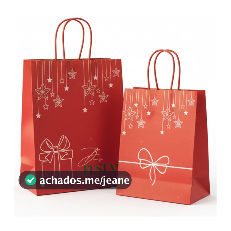Sacola Natal Papel Kraft Com Alça C/ 50 Unidades - Boas Festas