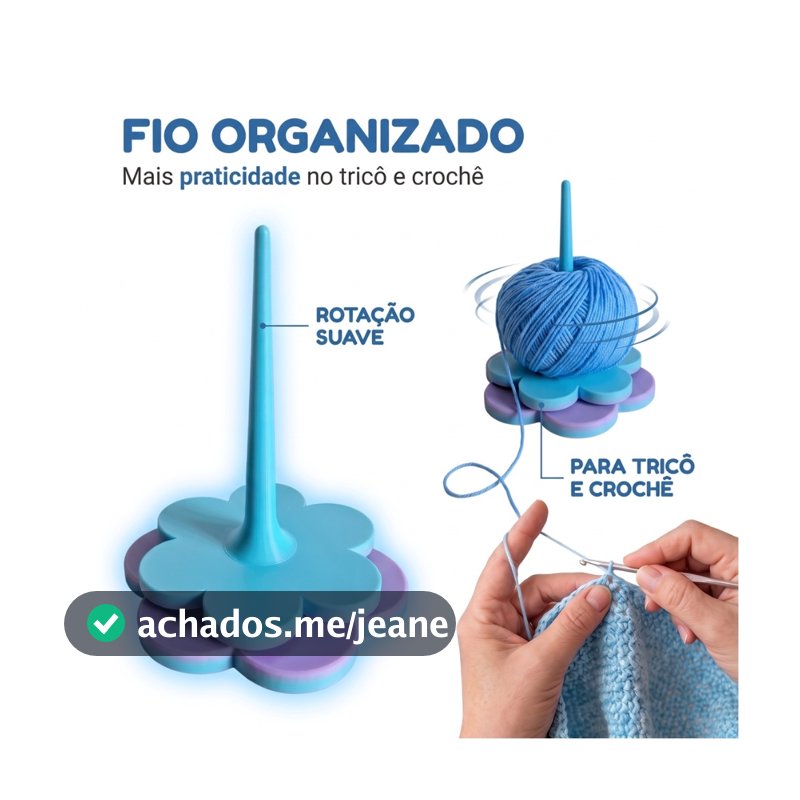 Suporte para Novelo Giratório Flor Tricô Crochê Porta Lã Organizador de Fio Anti Embaraço Base Estável